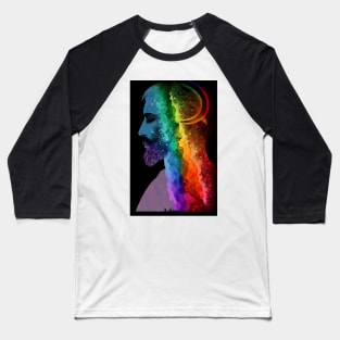 Rainbow Love: A Surreal Illustration of a Man Lost in Thought Baseball T-Shirt